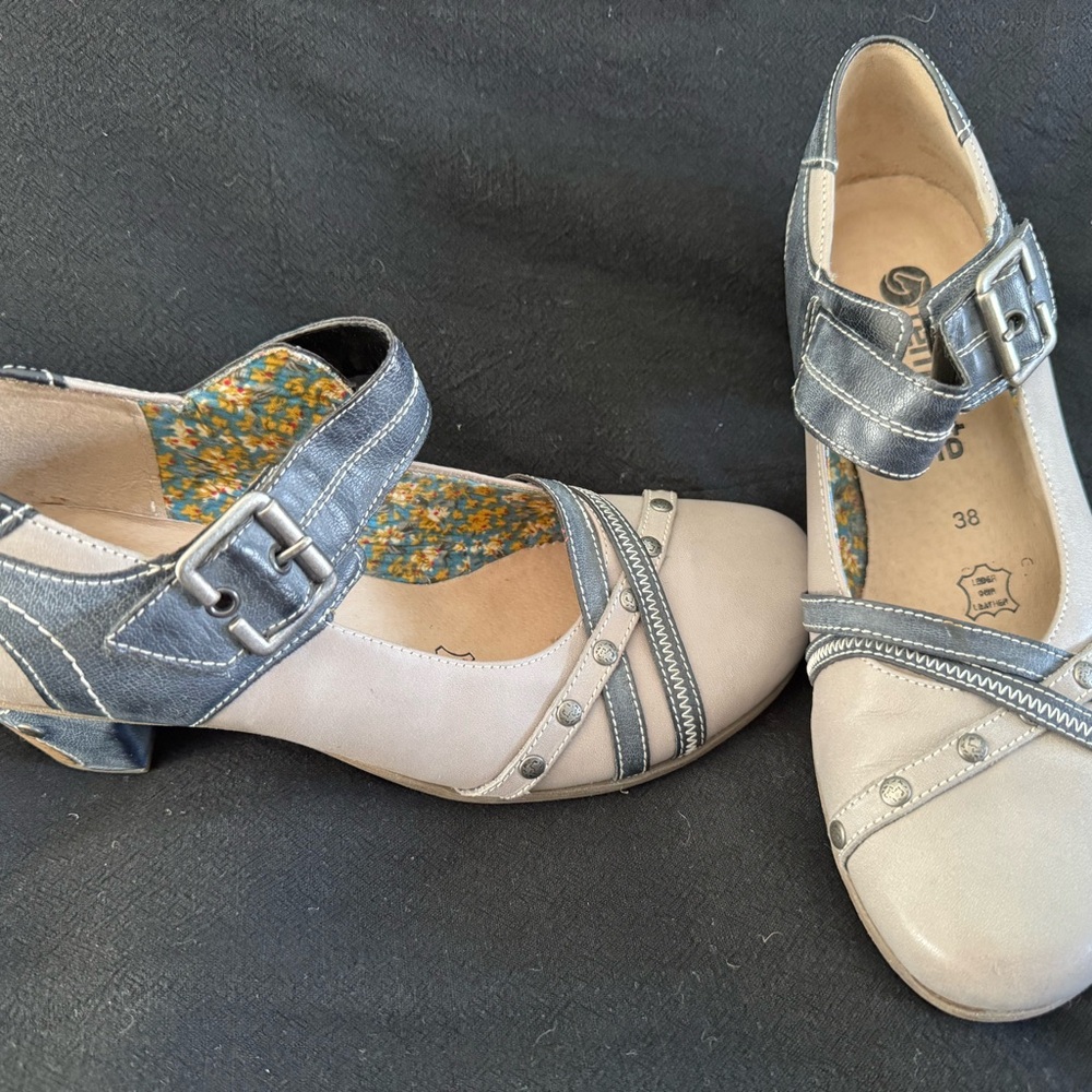 Grey & blue leather REMONTE dress pumps size EU 38 or 7-1/2-8 US